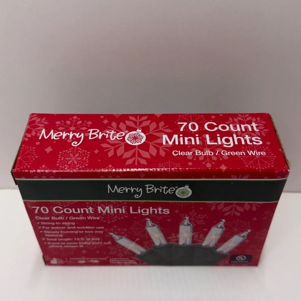 70 Count Mini Lights Clear Bulbs Green Wire Indoor Outdoor Wedding Festive Party